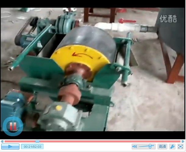 Magnetic-separation-machine-and-spiral-chute,mixing-barrel-connection-installed-video